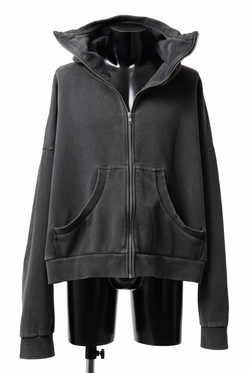 entire studios FULL ZIP SWEAT PARKA (WASHED BLACK)