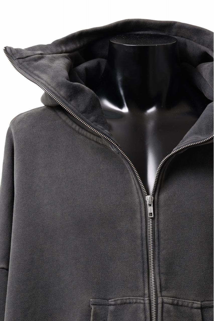 entire studios FULL ZIP SWEAT PARKA (WASHED BLACK)