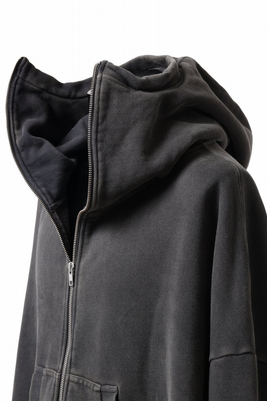 entire studios FULL ZIP SWEAT PARKA (WASHED BLACK)