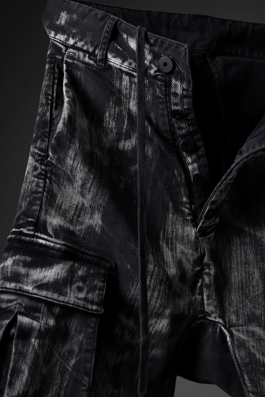 11 BY BORIS BIDJAN SABERI CARGO POCKET PANTS / OBJECT DYED & USED EFFECT "P21B-F1481" (BLACK)