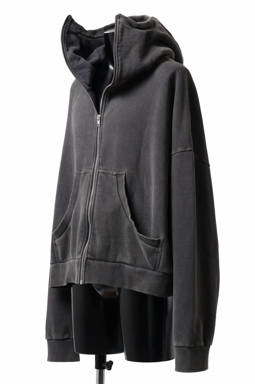 entire studios FULL ZIP SWEAT PARKA (WASHED BLACK)