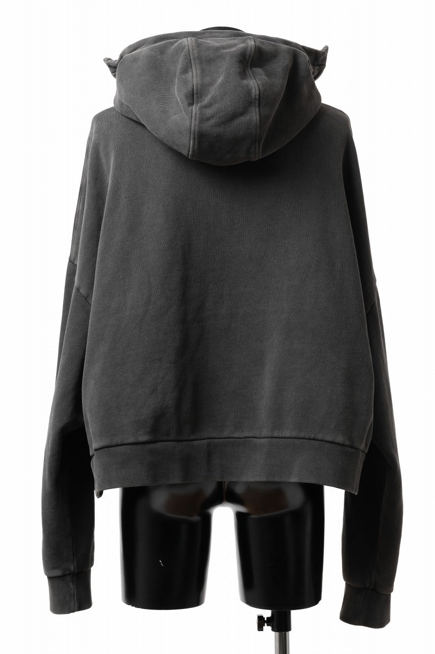 entire studios FULL ZIP SWEAT PARKA (WASHED BLACK)