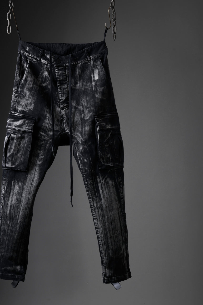 11 BY BORIS BIDJAN SABERI CARGO POCKET PANTS / OBJECT DYED & USED EFFECT "P21B-F1481" (BLACK)