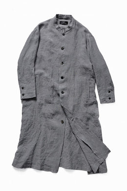 kujaku sumi-dyed mao collar long coat / C-698 (charcoal)