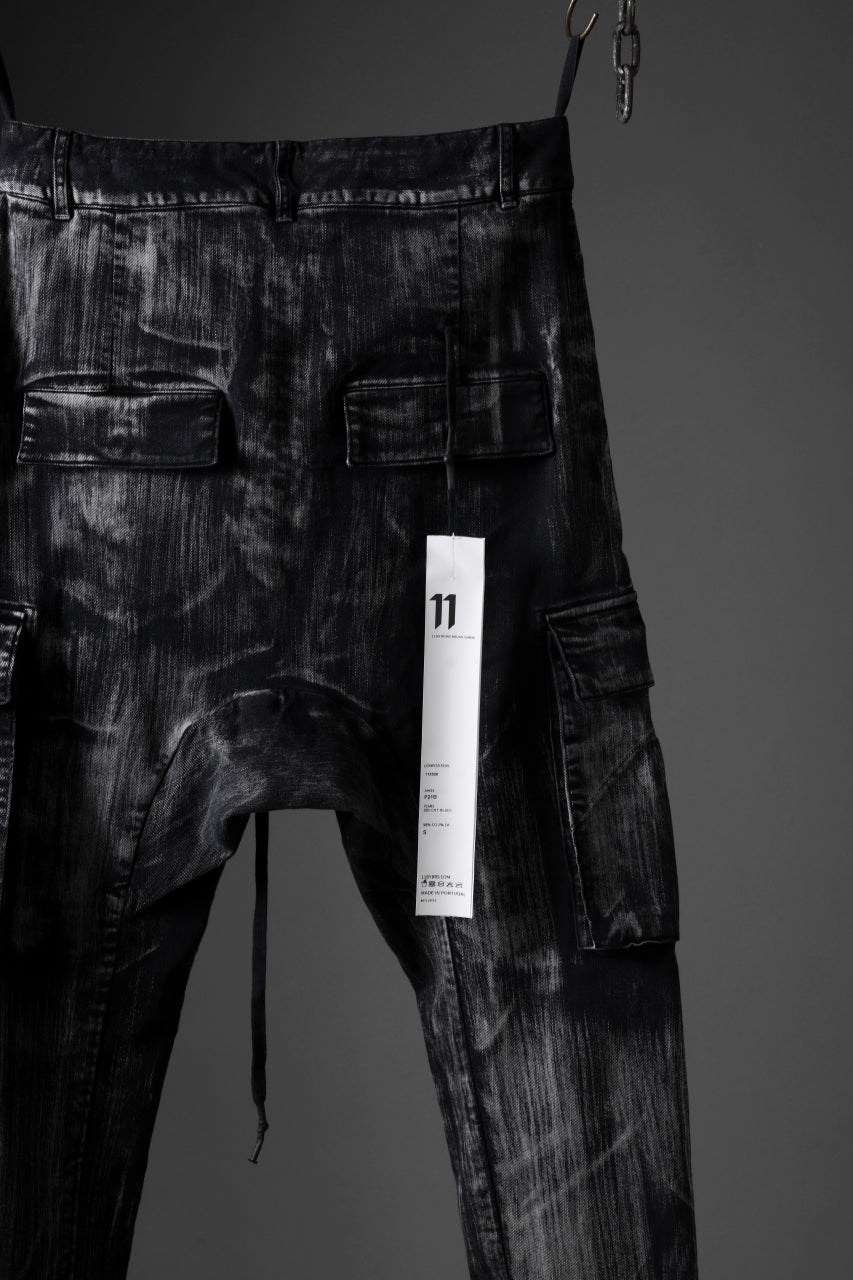 11 BY BORIS BIDJAN SABERI CARGO POCKET PANTS / OBJECT DYED & USED EFFECT "P21B-F1481" (BLACK)