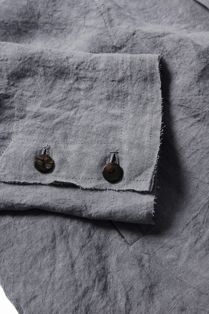 kujaku sumi-dyed mao collar long coat / C-698 (charcoal)