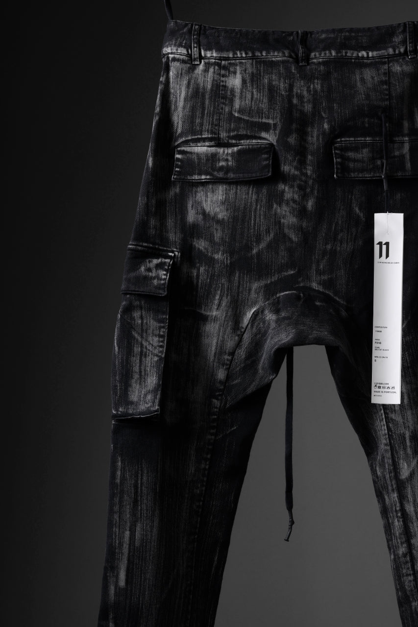 11 BY BORIS BIDJAN SABERI CARGO POCKET PANTS / OBJECT DYED & USED EFFECT "P21B-F1481" (BLACK)