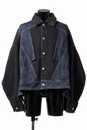 Feng Chen Wang DECONSTRUCTED DENIM JACKET (BLACK/NAVY)