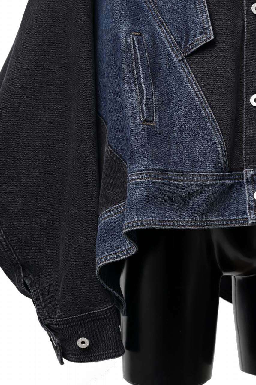 Load image into Gallery viewer, Feng Chen Wang DECONSTRUCTED DENIM JACKET (BLACK/NAVY)