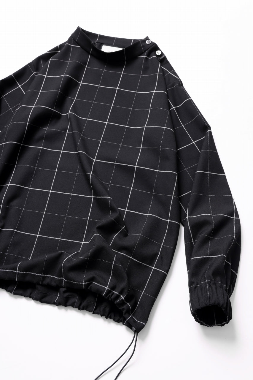 N/07 exclusive MOCK NECK PULLOVER / WINDOWPANE CHECK TR TWILL (BLACK)