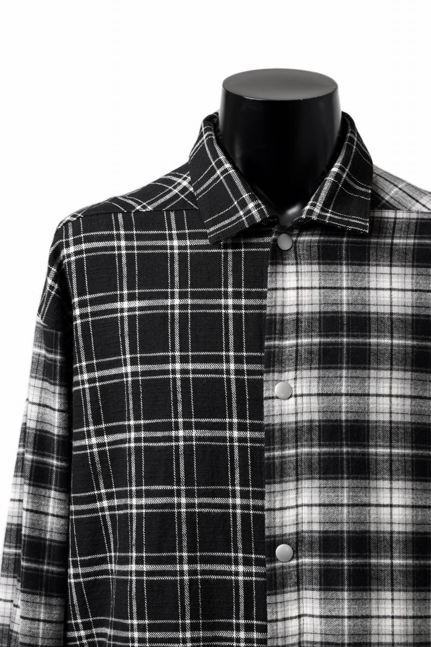 A.F ARTEFACT CHECK PATTERN COMBI SHIRTS / FLANNEL + TWILL (BLACK)