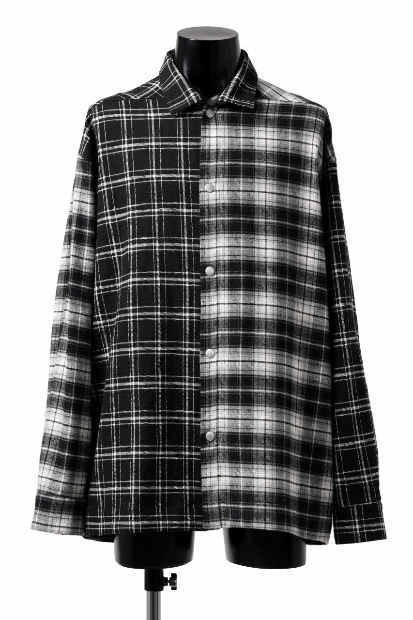 A.F ARTEFACT CHECK PATTERN COMBI SHIRTS / FLANNEL + TWILL (BLACK)