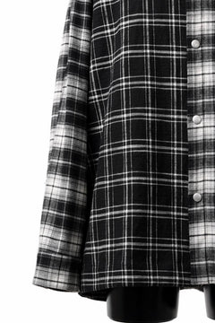 Load image into Gallery viewer, A.F ARTEFACT CHECK PATTERN COMBI SHIRTS / FLANNEL + TWILL (BLACK)