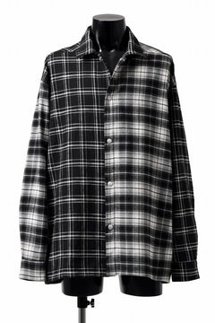 Load image into Gallery viewer, A.F ARTEFACT CHECK PATTERN COMBI SHIRTS / FLANNEL + TWILL (BLACK)