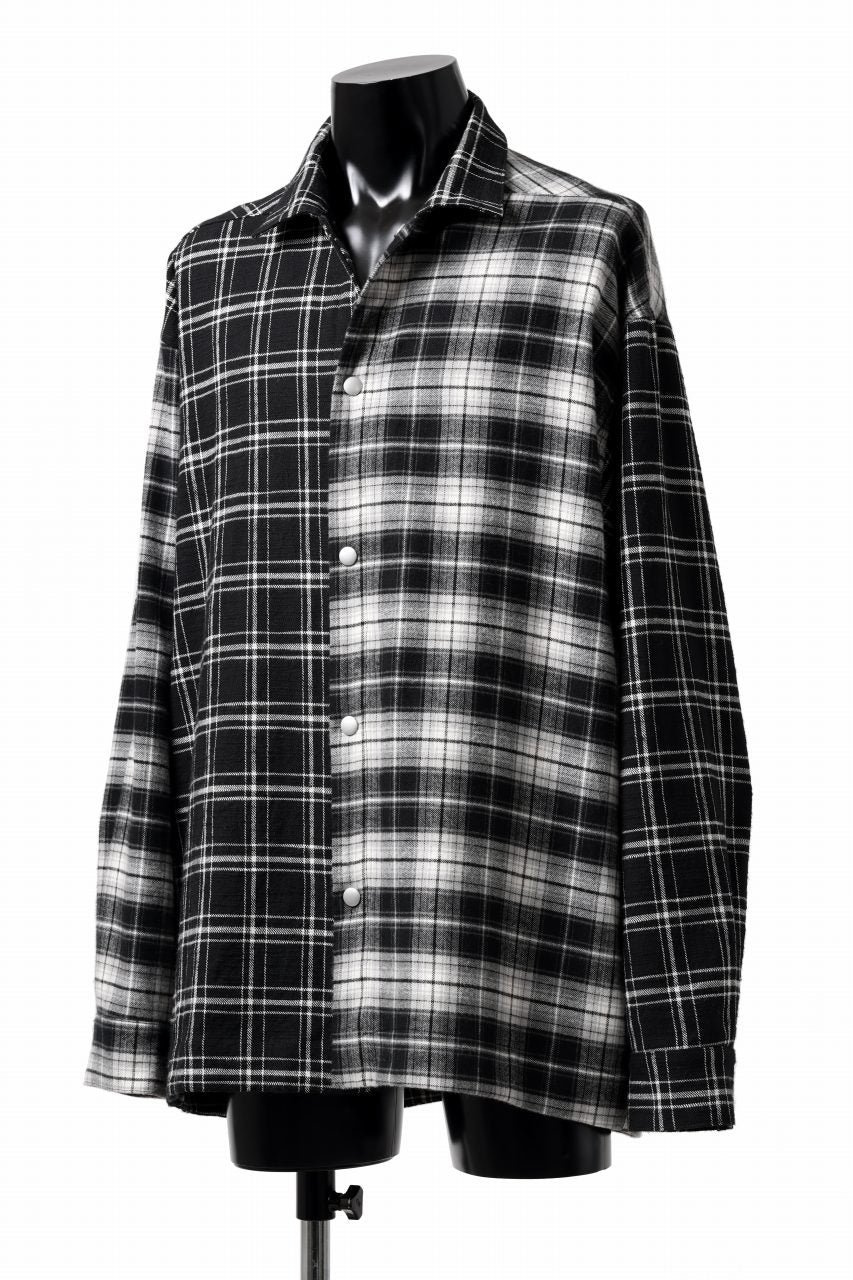 A.F ARTEFACT CHECK PATTERN COMBI SHIRTS / FLANNEL + TWILL (BLACK)