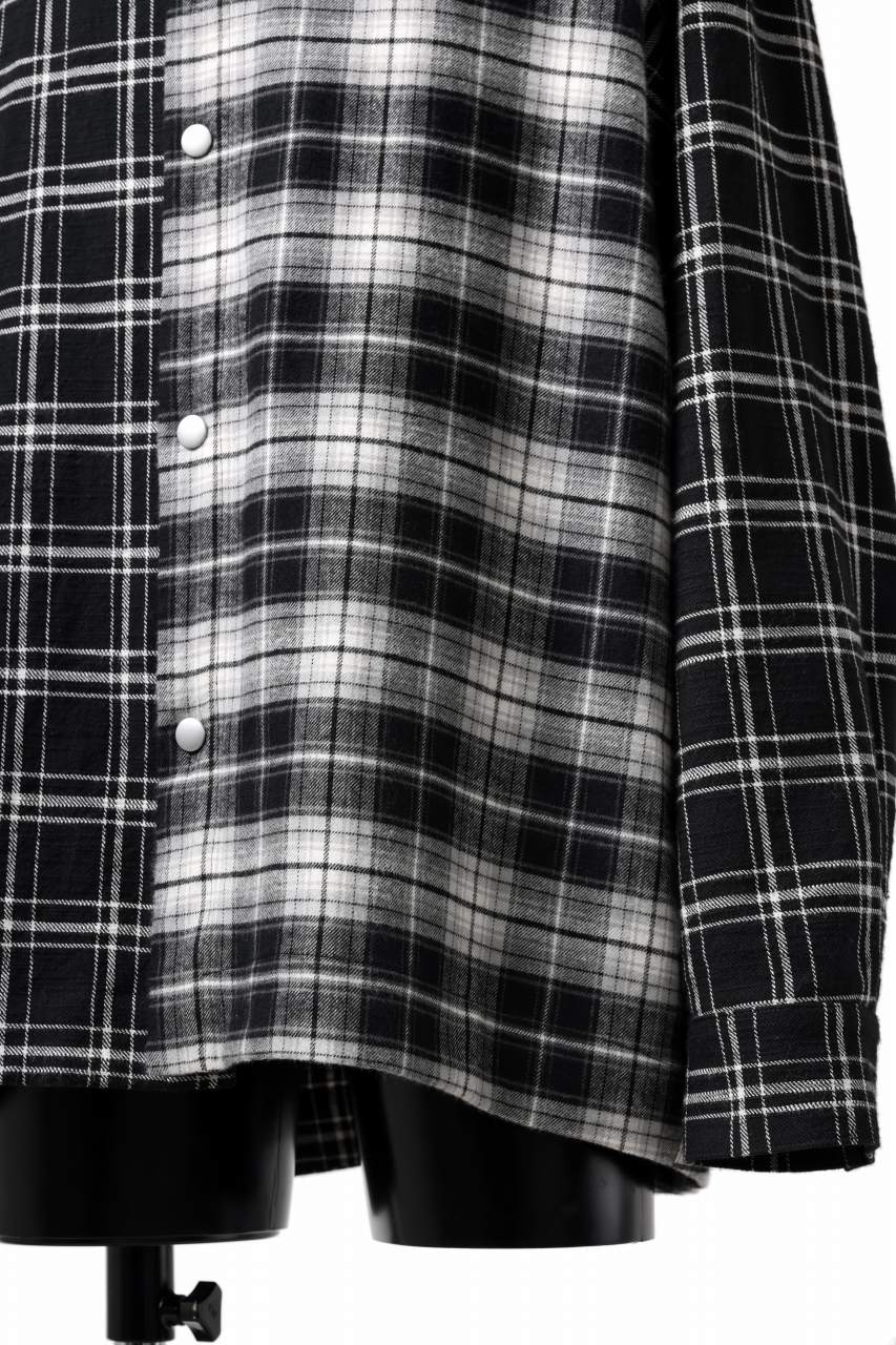 A.F ARTEFACT CHECK PATTERN COMBI SHIRTS / FLANNEL + TWILL (BLACK)