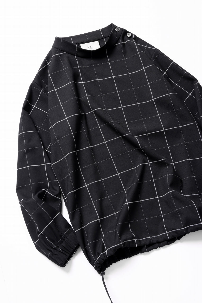 N/07 exclusive MOCK NECK PULLOVER / WINDOWPANE CHECK TR TWILL (BLACK)