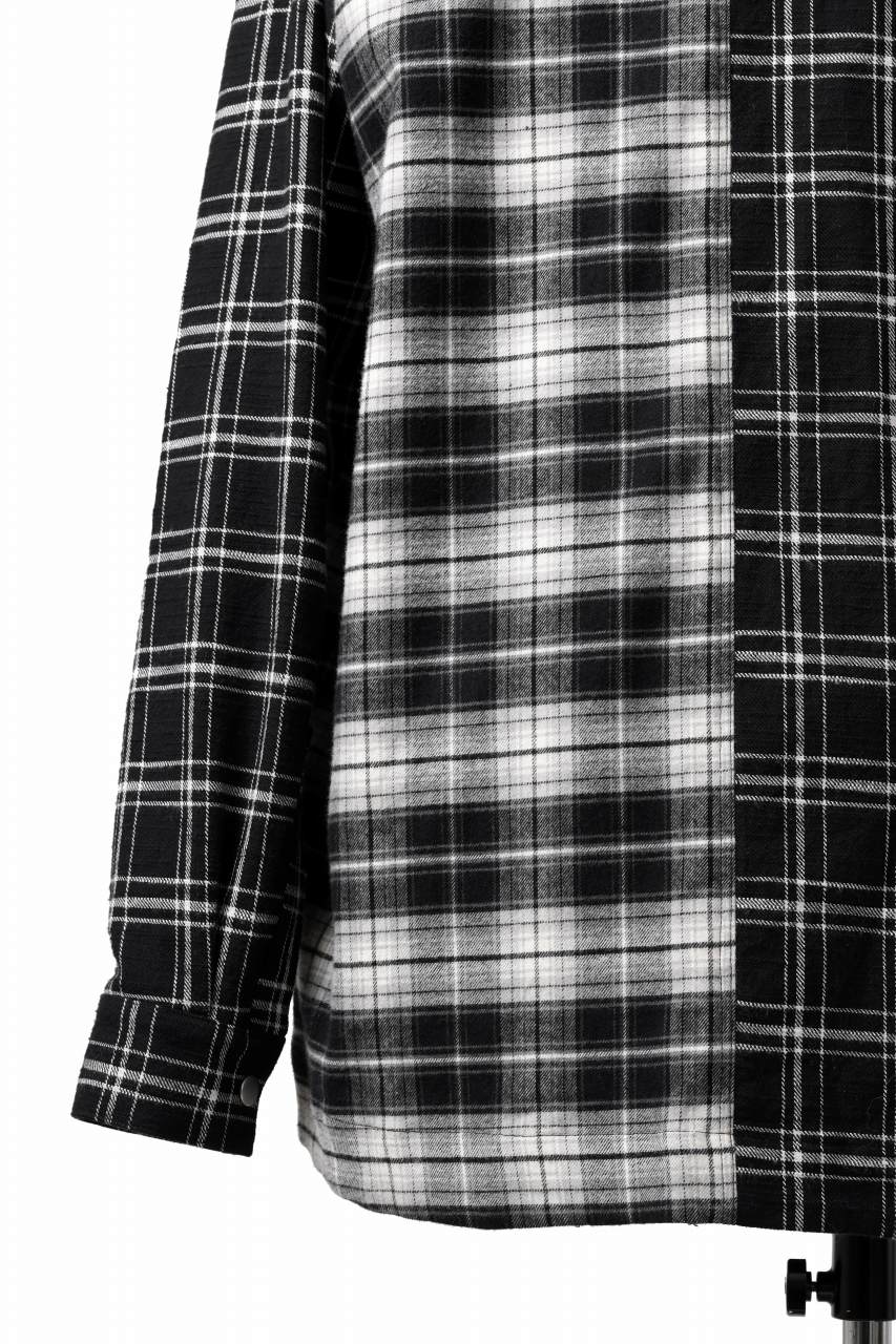 A.F ARTEFACT CHECK PATTERN COMBI SHIRTS / FLANNEL + TWILL (BLACK)