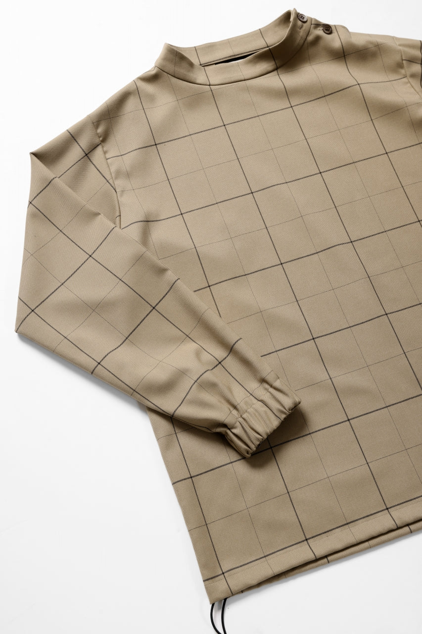 N/07 exclusive MOCK NECK PULLOVER / WINDOWPANE CHECK TR TWILL (BEIGE)