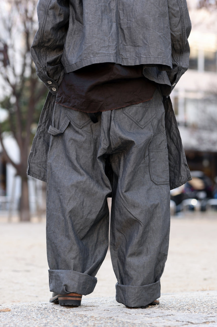 画像をギャラリービューアに読み込む, KLASICA &quot;ROCKWELL&quot; LOW CLOTCH APRON WORKER PANTS / 9.7oz COTTON x LINEN CHAMBRAY (GRAY DENIM)