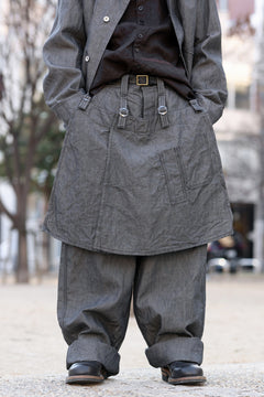 画像をギャラリービューアに読み込む, KLASICA &quot;ROCKWELL&quot; LOW CLOTCH APRON WORKER PANTS / 9.7oz COTTON x LINEN CHAMBRAY (GRAY DENIM)