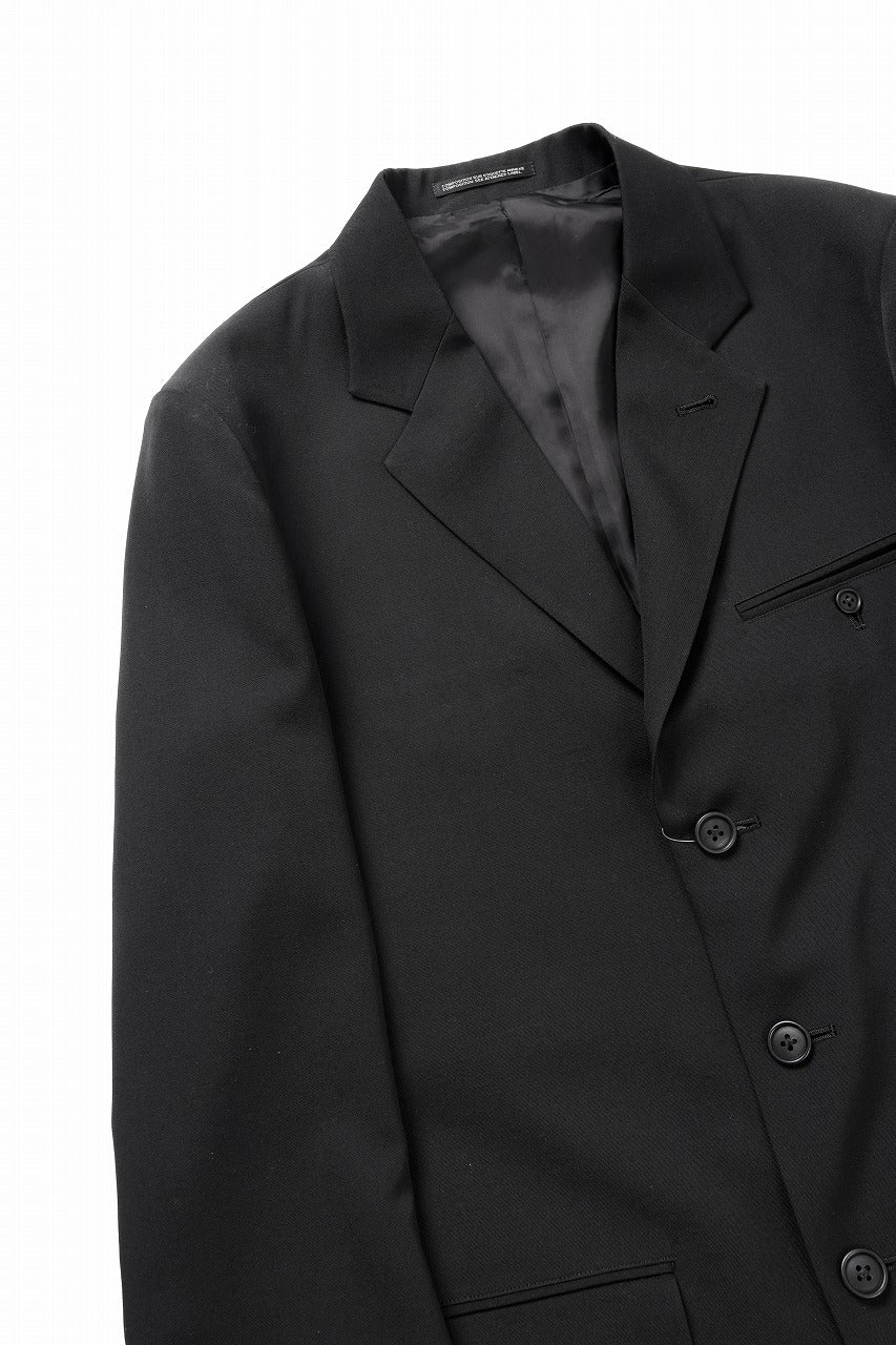 Y's for men RIGHT POCKET JACKET / WRINKLED WOOL GABARDINE (BLACK)