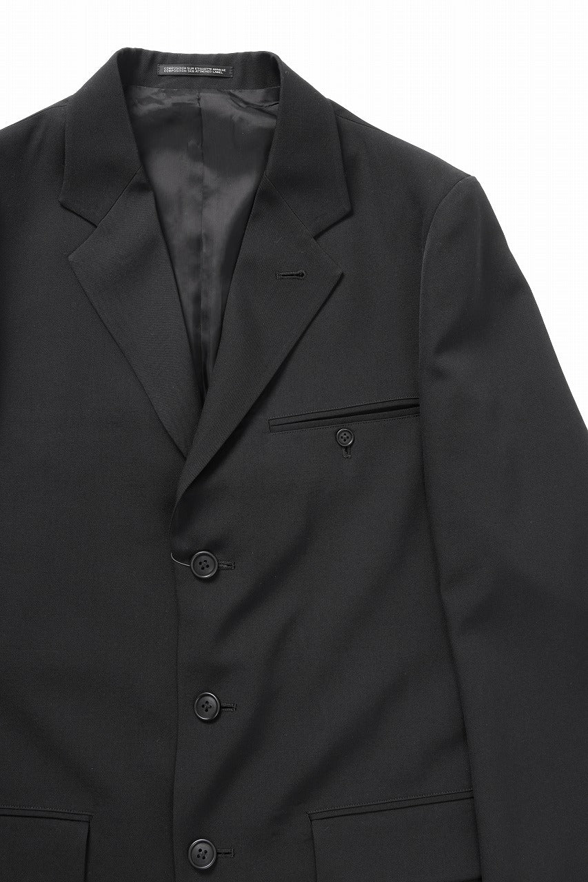 Y's for men RIGHT POCKET JACKET / WRINKLED WOOL GABARDINE (BLACK)