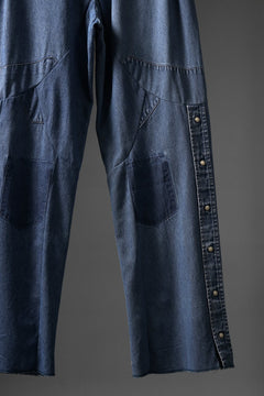 Load image into Gallery viewer, CHANGES REMAKE DENIM EASY STRAIGHT PANTS / VINTAGE WRANGLER SHIRT (INDIGO #A)