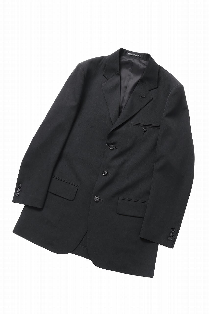 Y's for men RIGHT POCKET JACKET / WRINKLED WOOL GABARDINE (BLACK)