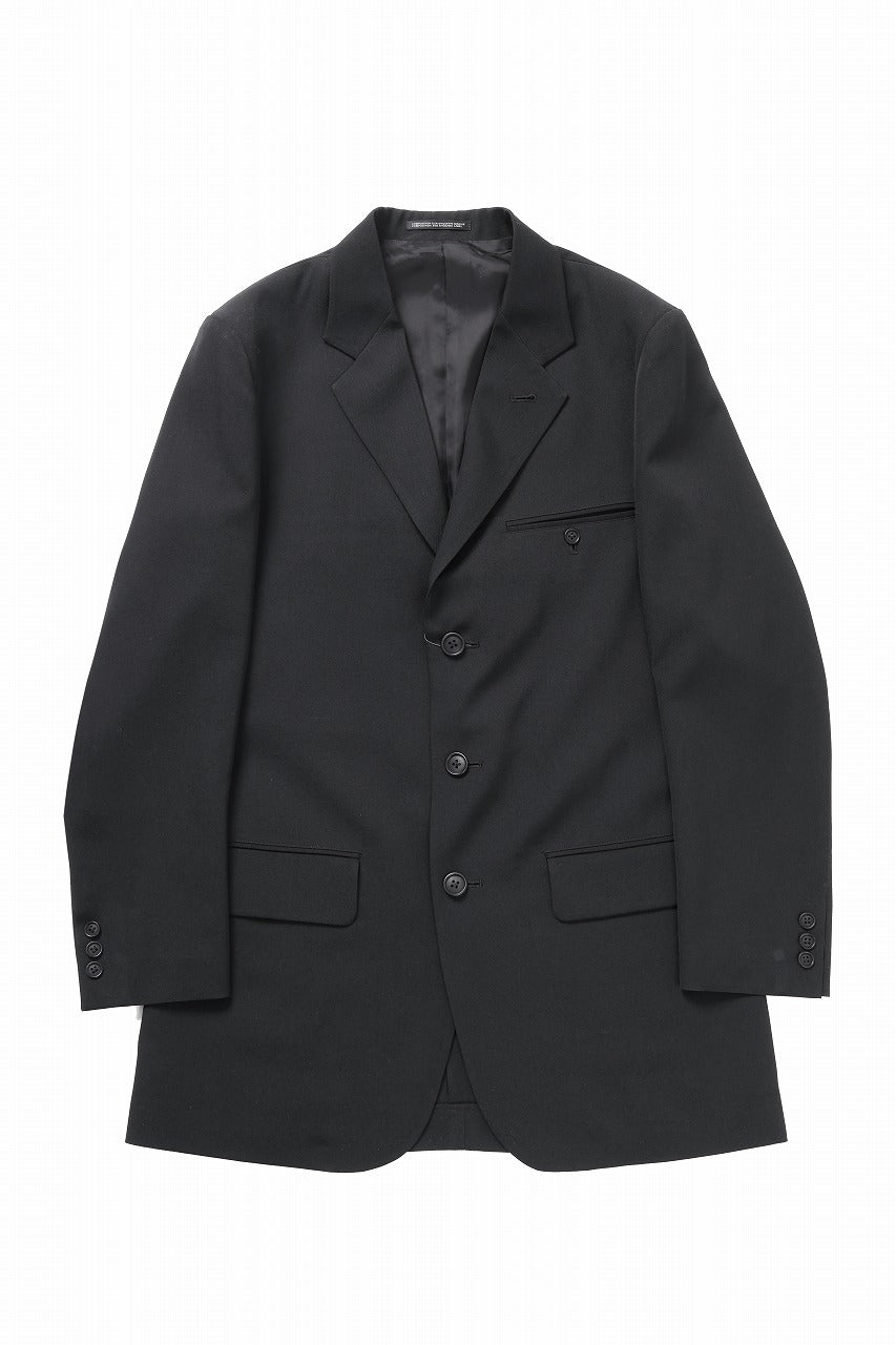 Y's for men RIGHT POCKET JACKET / WRINKLED WOOL GABARDINE (BLACK)