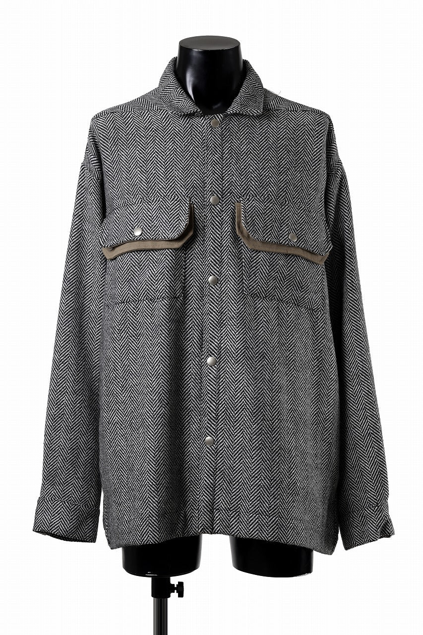 画像をギャラリービューアに読み込む, A.F ARTEFACT TWEED COVERALL SHIRT (BLACK x WHITE)