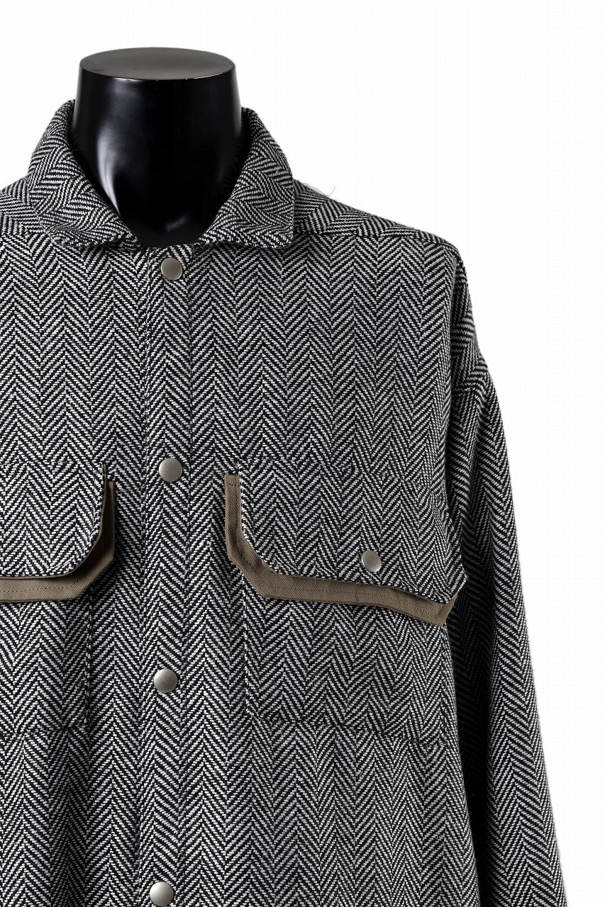 A.F ARTEFACT TWEED COVERALL SHIRT (BLACK x WHITE)