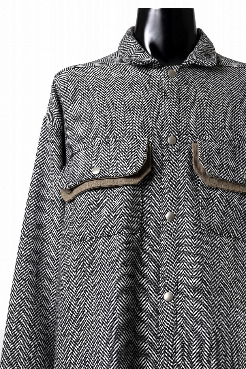 画像をギャラリービューアに読み込む, A.F ARTEFACT TWEED COVERALL SHIRT (BLACK x WHITE)