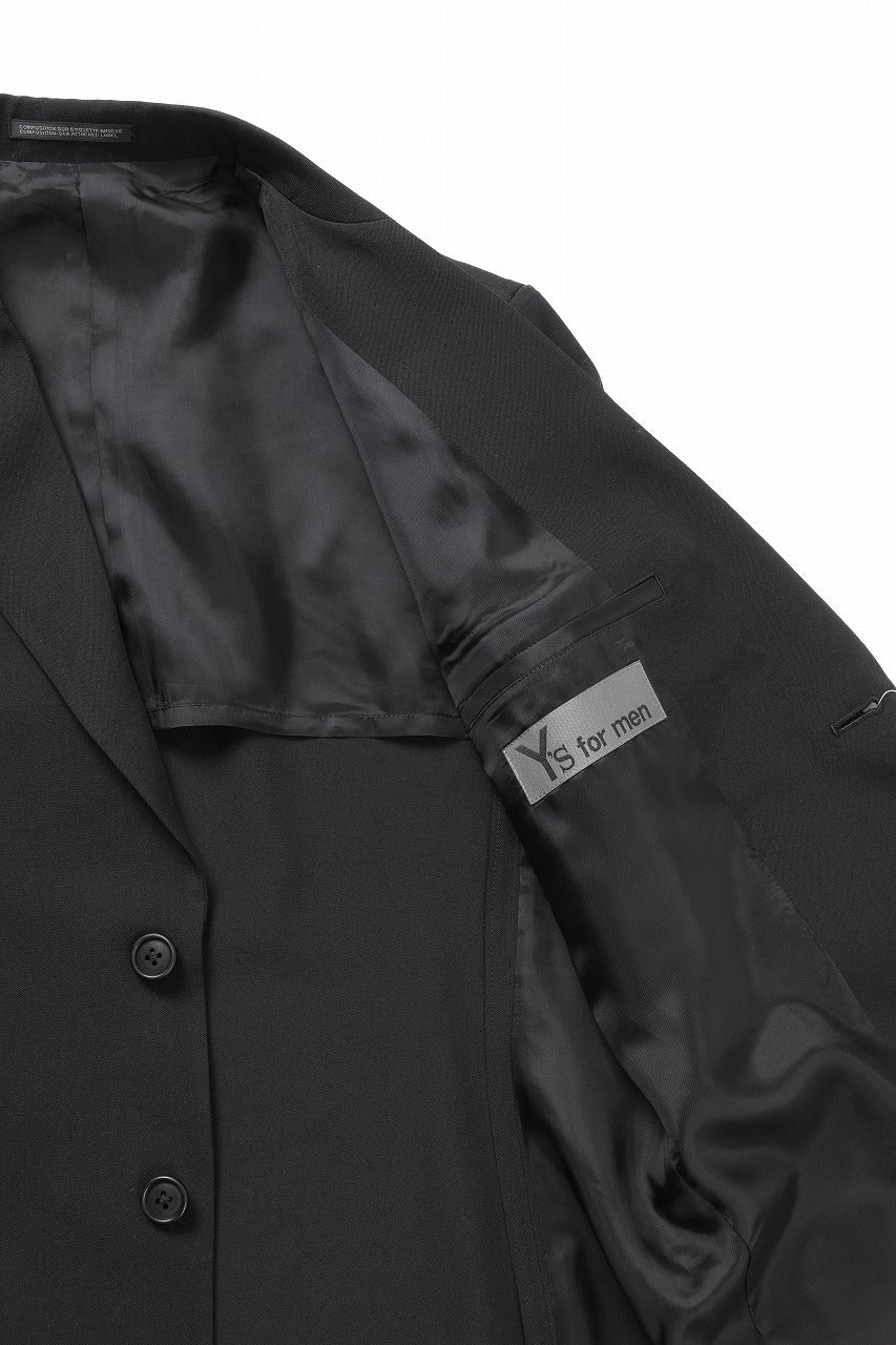 Y's for men RIGHT POCKET JACKET / WRINKLED WOOL GABARDINE (BLACK)