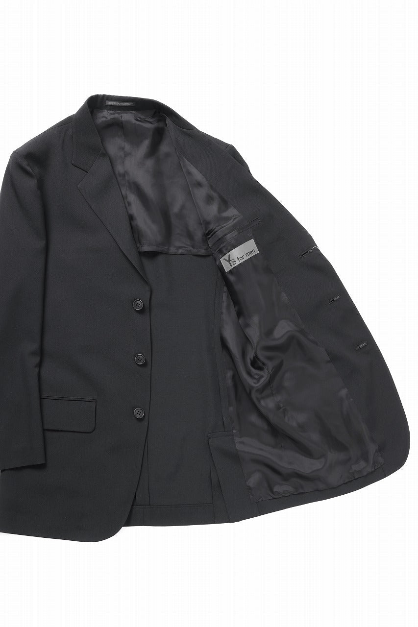 Y's for men RIGHT POCKET JACKET / WRINKLED WOOL GABARDINE (BLACK)