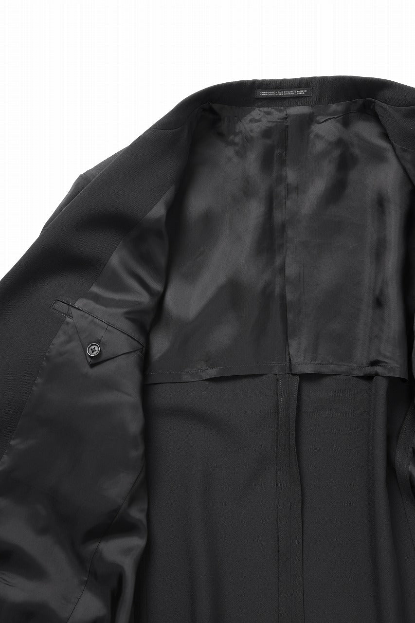 Y's for men RIGHT POCKET JACKET / WRINKLED WOOL GABARDINE (BLACK)