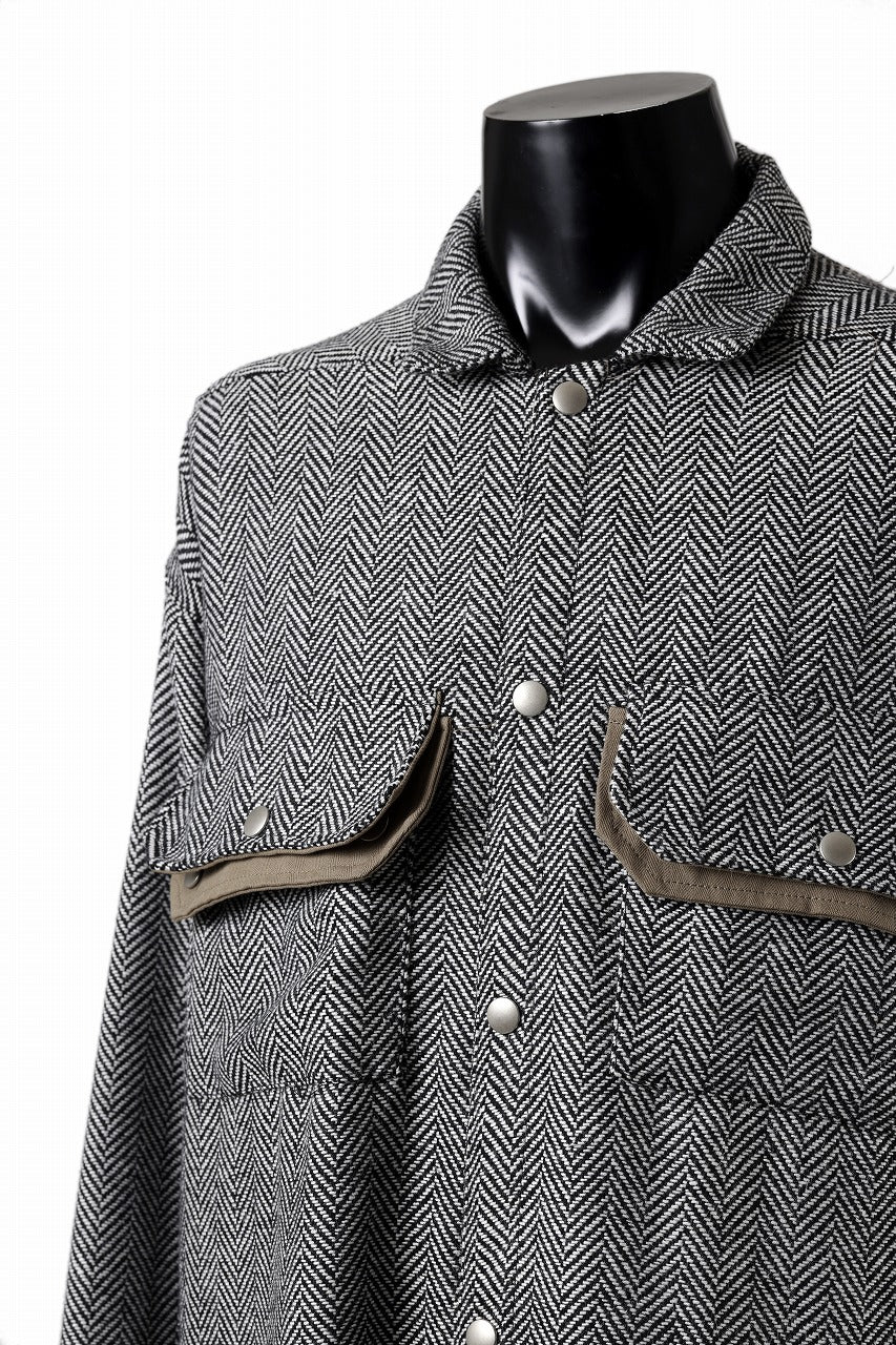 A.F ARTEFACT TWEED COVERALL SHIRT (BLACK x WHITE)