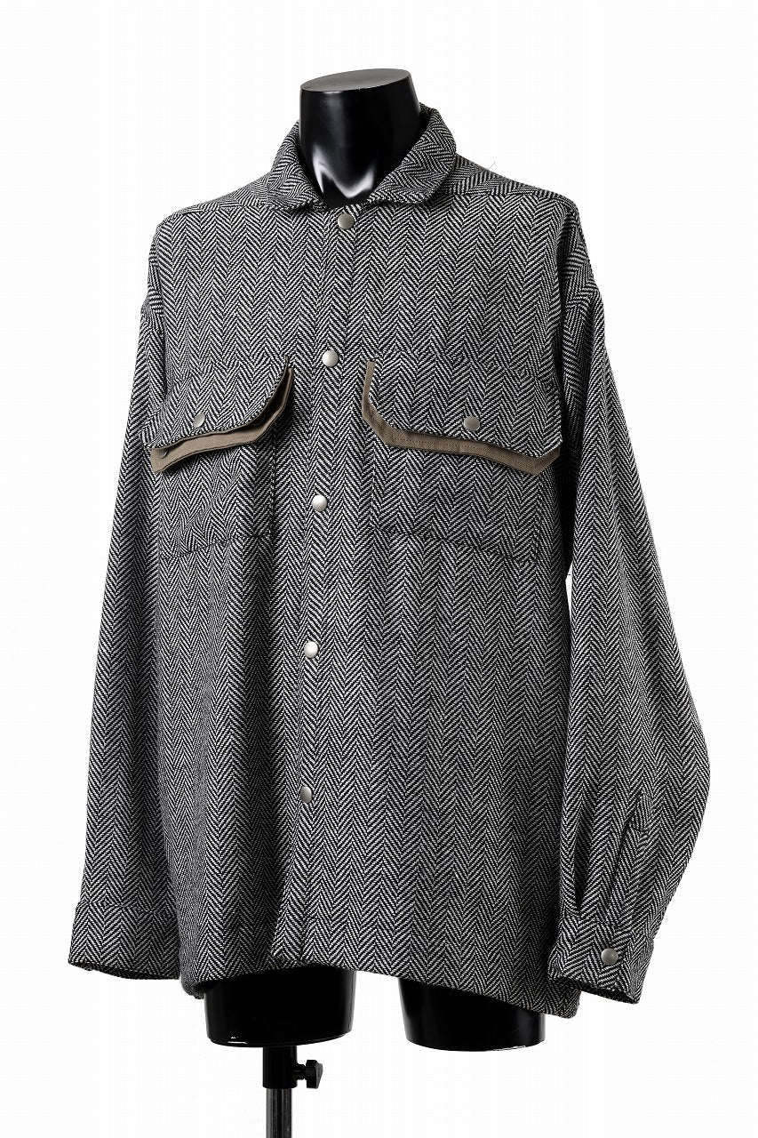 画像をギャラリービューアに読み込む, A.F ARTEFACT TWEED COVERALL SHIRT (BLACK x WHITE)