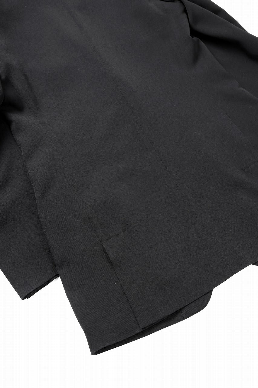 Y's for men RIGHT POCKET JACKET / WRINKLED WOOL GABARDINE (BLACK)