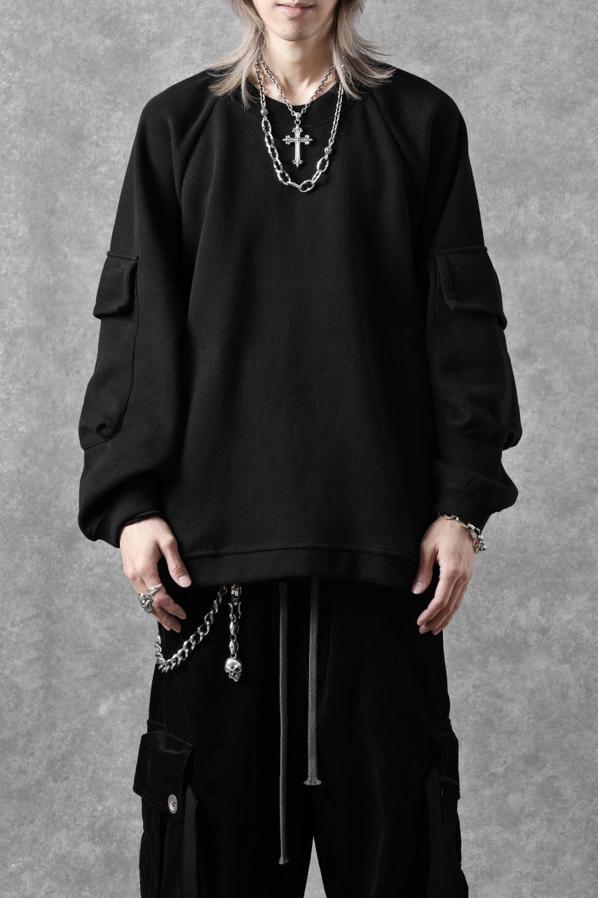 A.F ARTEFACT FLAP POCKET RAGLAN TOP / COPE KNIT JERSEY (BLACK)