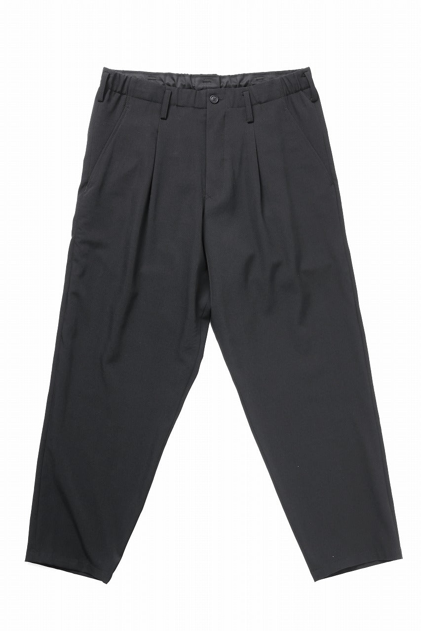 Y's for men WAIST STRING PANTS / WRINKLED WOOL GABARDINE (BLACK)