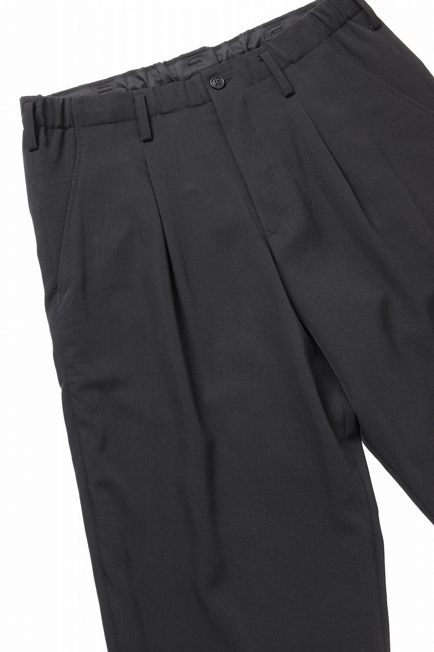 Y's for men WAIST STRING PANTS / WRINKLED WOOL GABARDINE (BLACK)