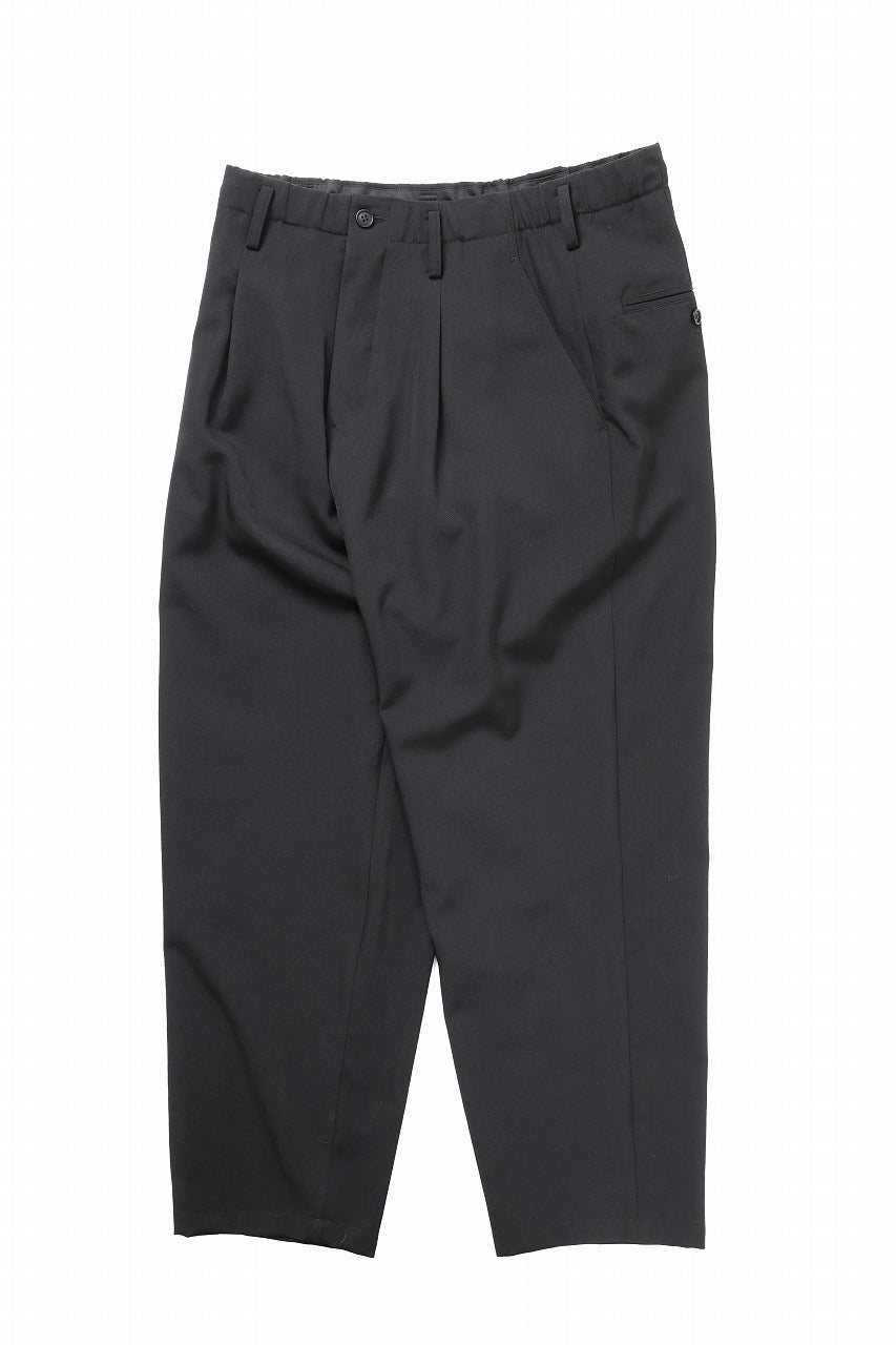 Y's for men WAIST STRING PANTS / WRINKLED WOOL GABARDINE (BLACK)