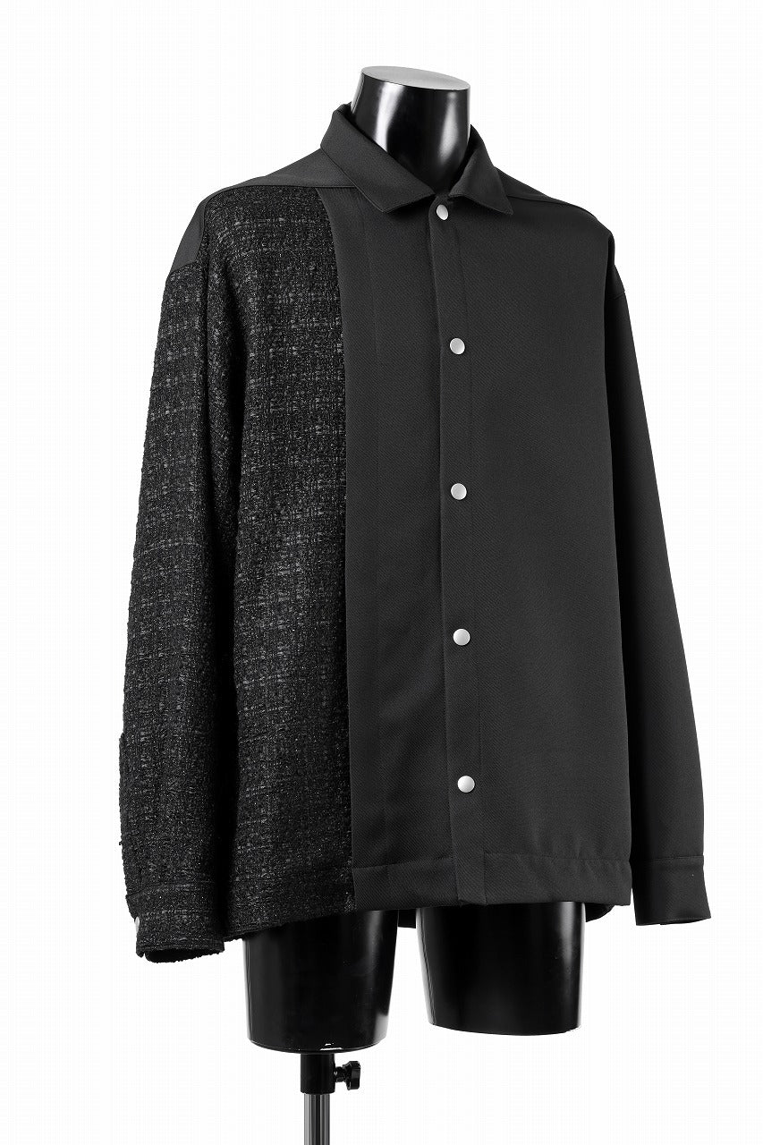 A.F ARTEFACT SNAPPED PANEL SWITCHING SHIRT / COMBI TWILL & TWEED  (BLACK)の商品ページ | エーエフ アーティファクトの公式通販 - LOOM OSAKA