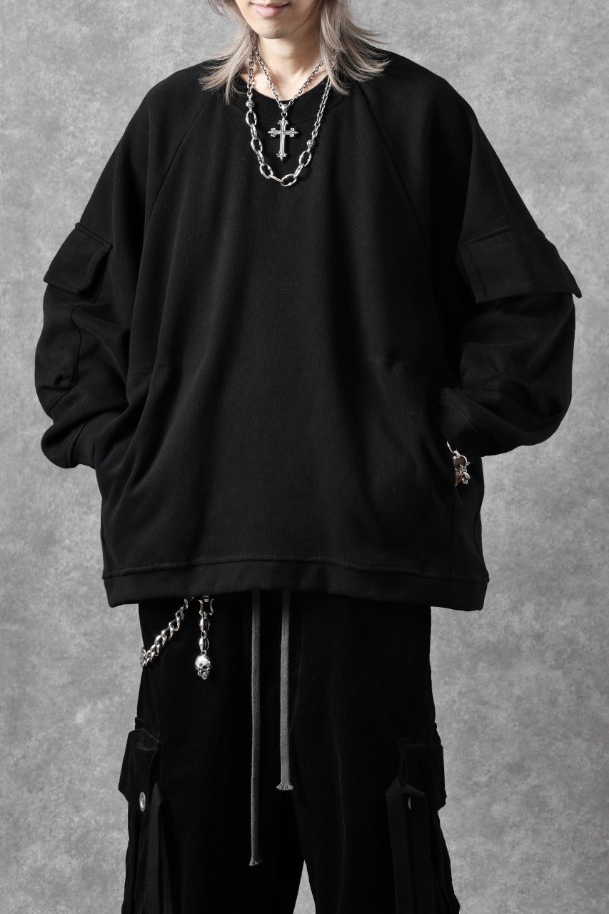 A.F ARTEFACT FLAP POCKET RAGLAN TOP / COPE KNIT JERSEY (BLACK)