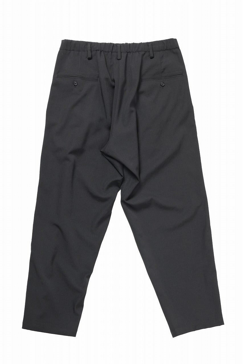 Y's for men WAIST STRING PANTS / WRINKLED WOOL GABARDINE (BLACK)