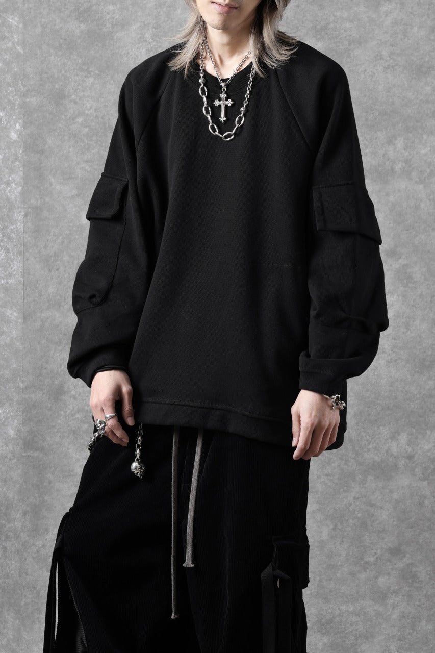 A.F ARTEFACT FLAP POCKET RAGLAN TOP / COPE KNIT JERSEY (BLACK)