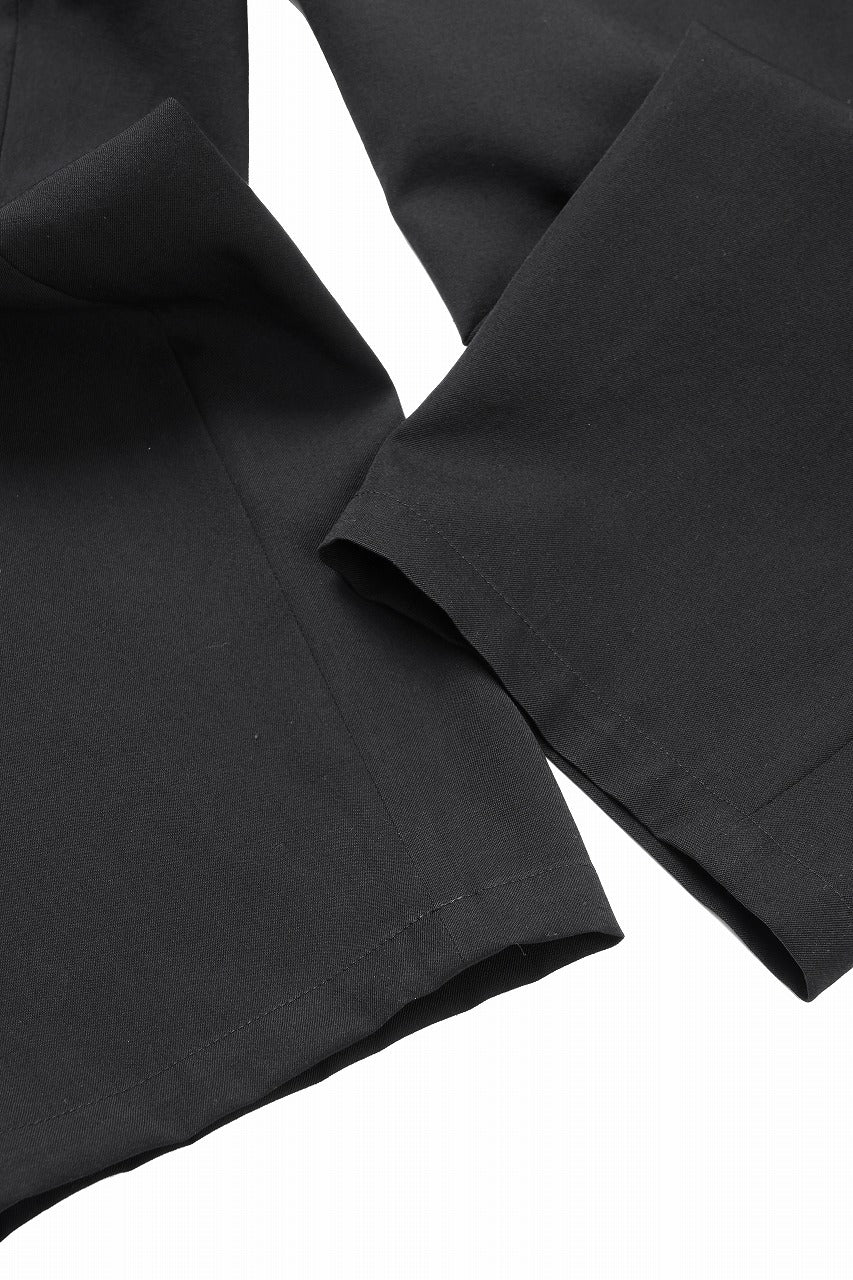 Y's for men WAIST STRING PANTS / WRINKLED WOOL GABARDINE (BLACK)