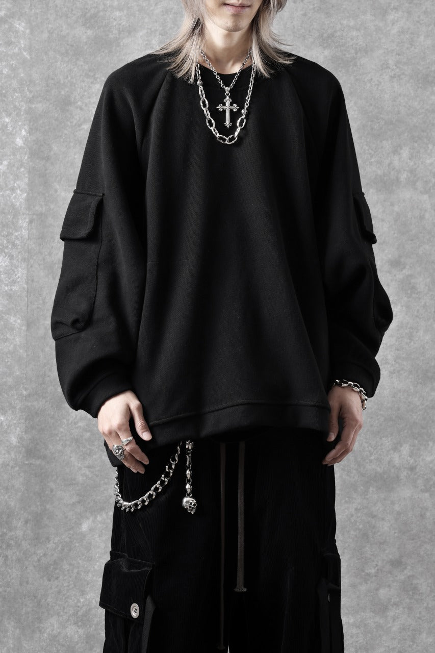 A.F ARTEFACT FLAP POCKET RAGLAN TOP / COPE KNIT JERSEY (BLACK)