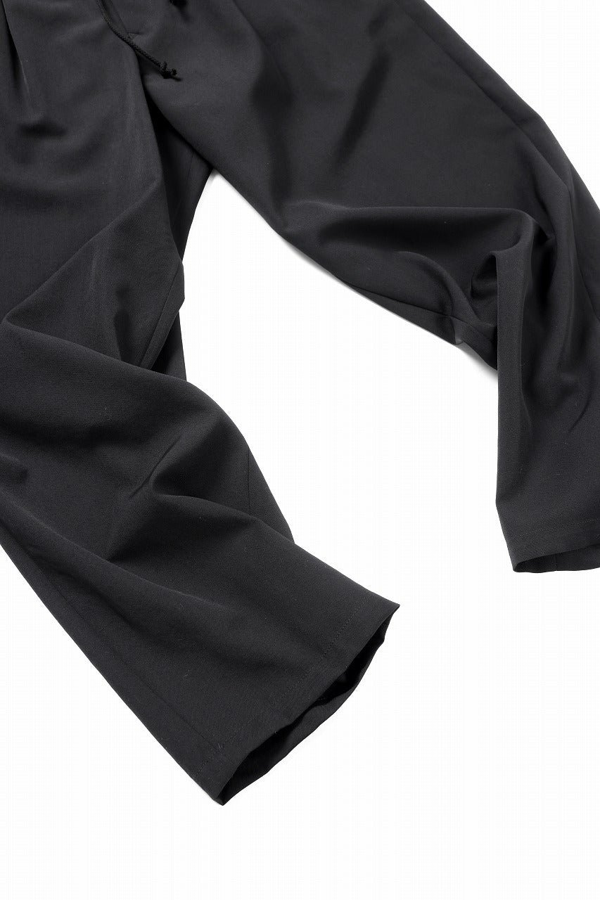 Y's for men WAIST STRING PANTS / WRINKLED WOOL GABARDINE (BLACK)